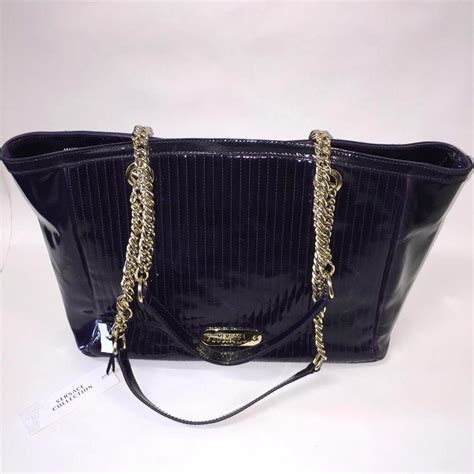 versace collection eggplant patent leather tote